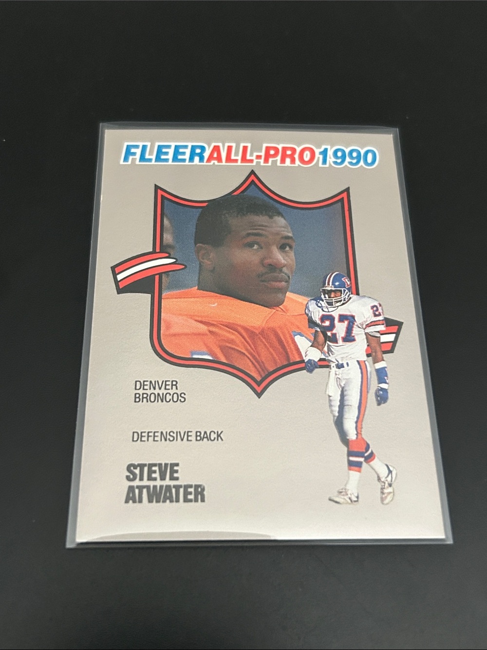 Fleer All-Pro 1990 Steve Atwater Denver Broncos Football Card - Orange